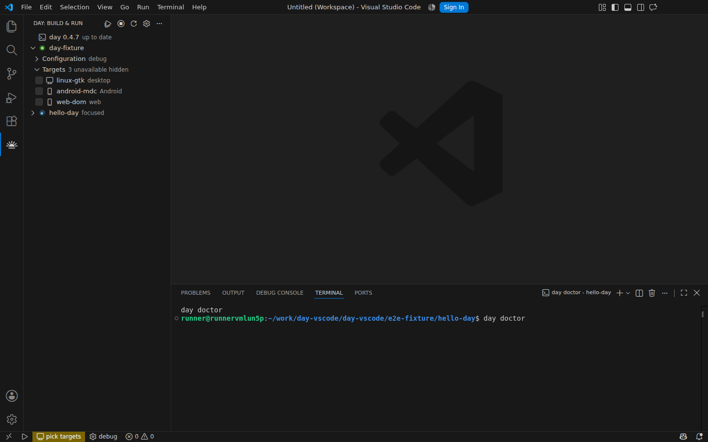 day doctor reporting this host's toolchains (linux) — Linux, GTK 4