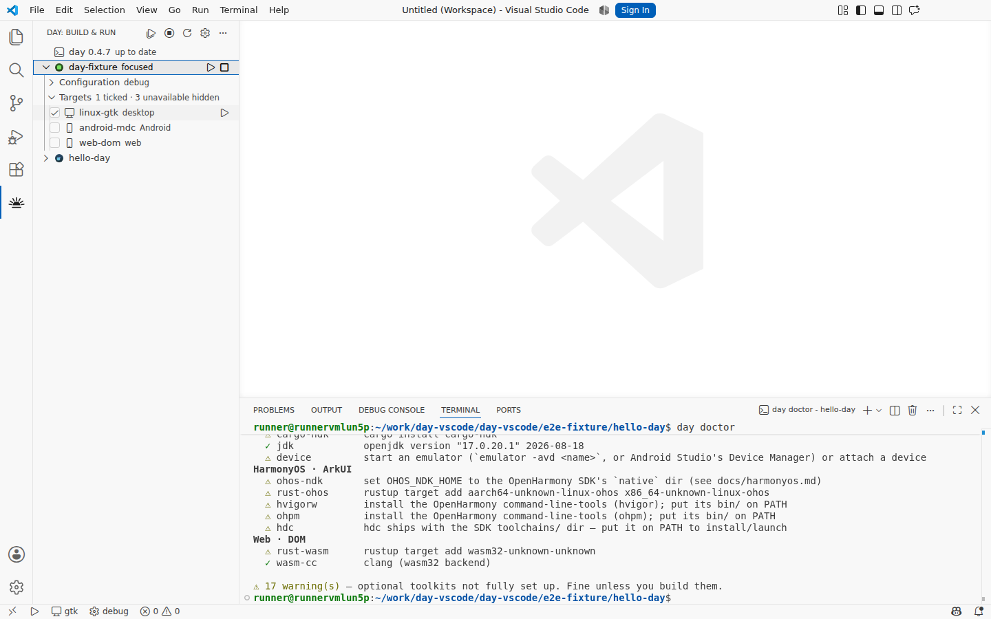 linux-gtk ticked for Run — Linux, GTK 4