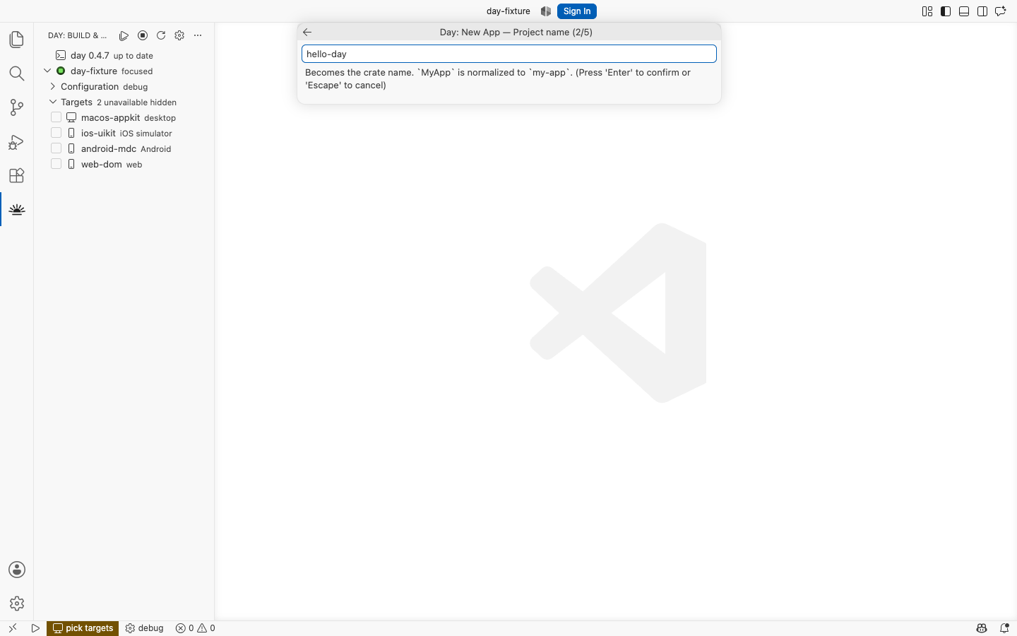 Naming the app, validated as you type — macOS, AppKit