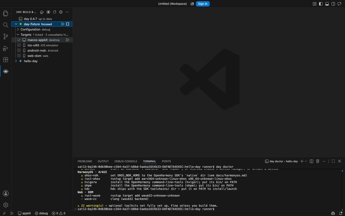 macos-appkit ticked for Run — macOS, AppKit