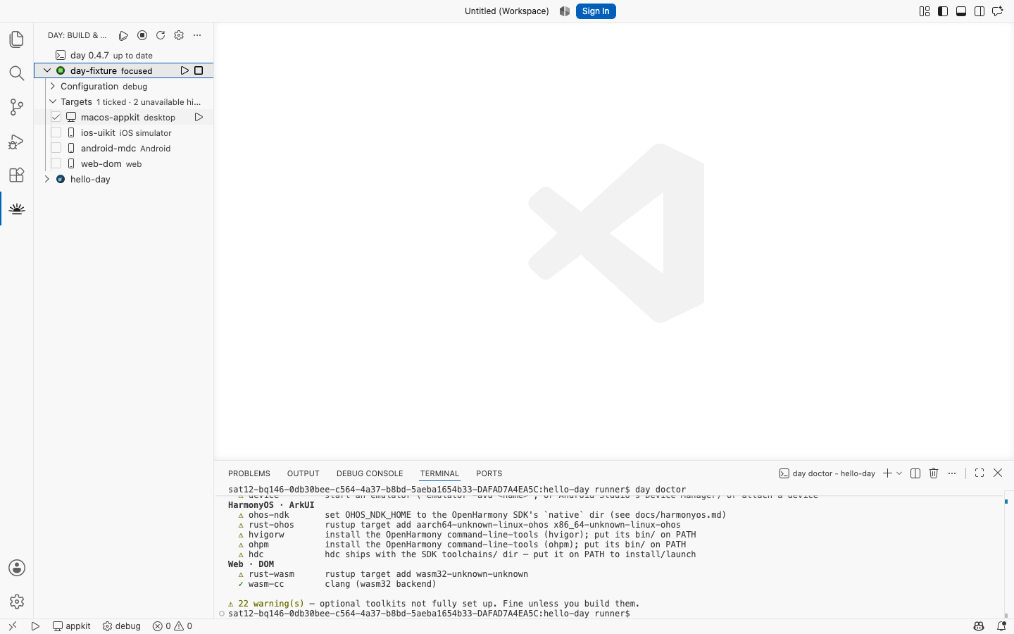 macos-appkit ticked for Run — macOS, AppKit