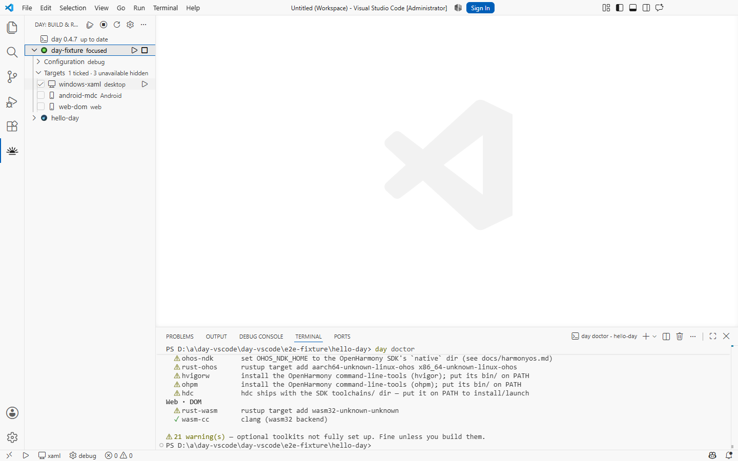 windows-xaml ticked for Run — Windows, XAML